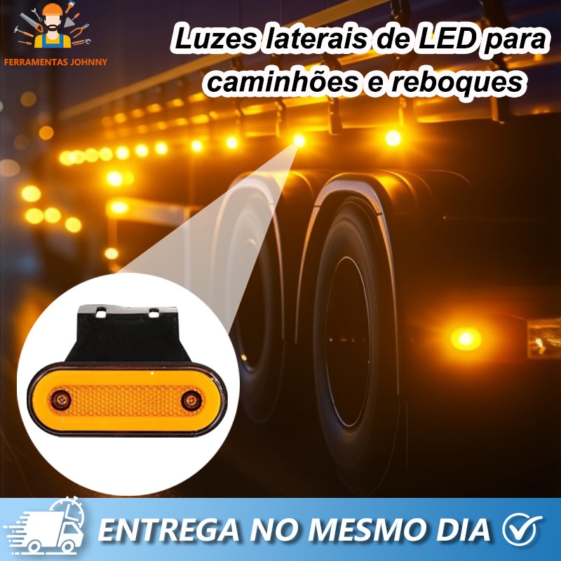 Lanterna strobo led lateral carreta suporte amarela com suporte bau caminhao carreta