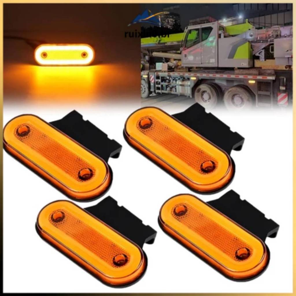 kit 4 lanterna strobo led lateral carreta suporte amarela com suporte bau caminhao carreta