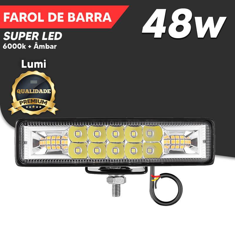 Farol De Milha Auxiliar Linear Led Strobo 48w 9-60v Off-road Pickups Caminhão Trilha