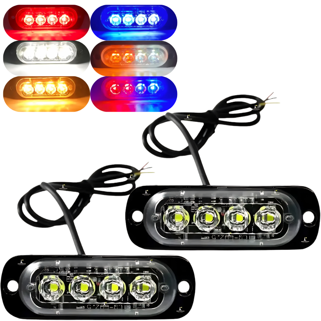 2 Strobo Barra De Luz 4 Leds Multifunção Automotivo Giroflex Viatura Guincho Carro Policia Caminhão