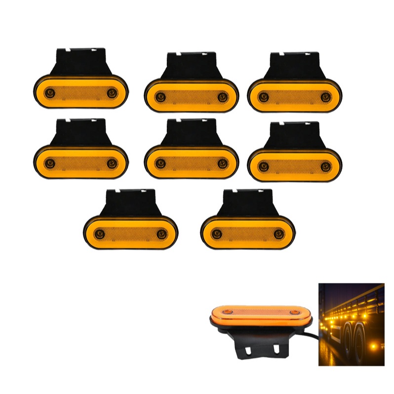 8 led lanterna delimitadora lateral COM strobo SUPORTE RESISTENTE FLEXIVEL LANTERNA LATERAL LED OVAL ÂMBAR CAMINHÃO