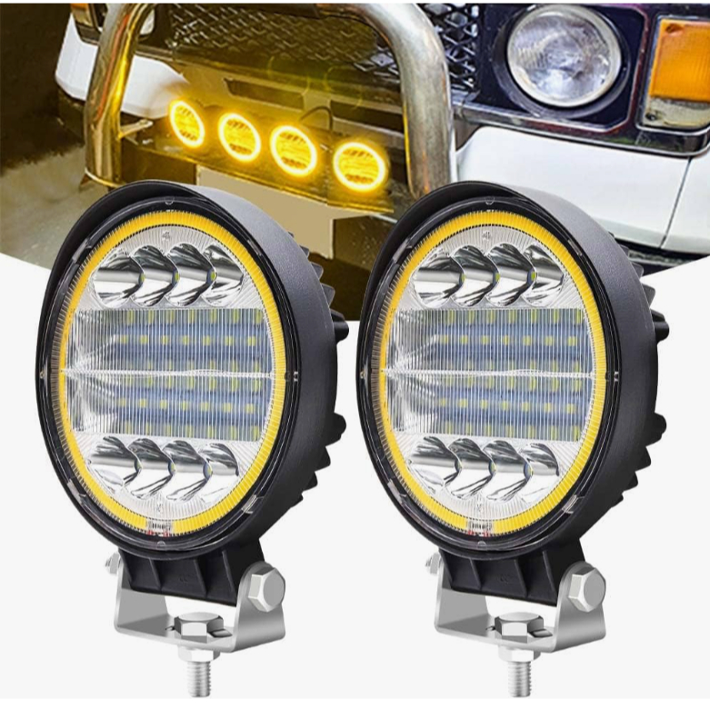Farol Milha Led auxiliar Angel Eyes Strobo 72w Bivolt moto carro trator caminhão