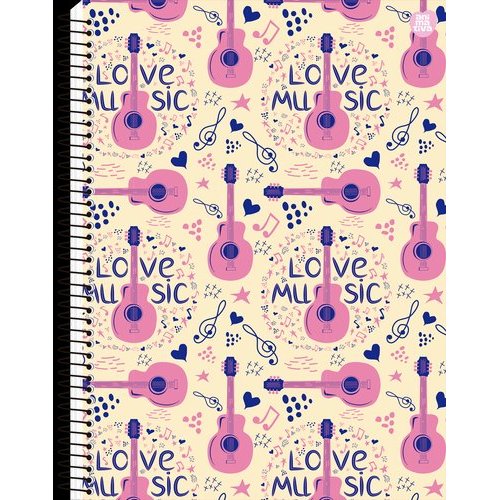 Caderno Universitário Feminino Love Music – 80 folhas