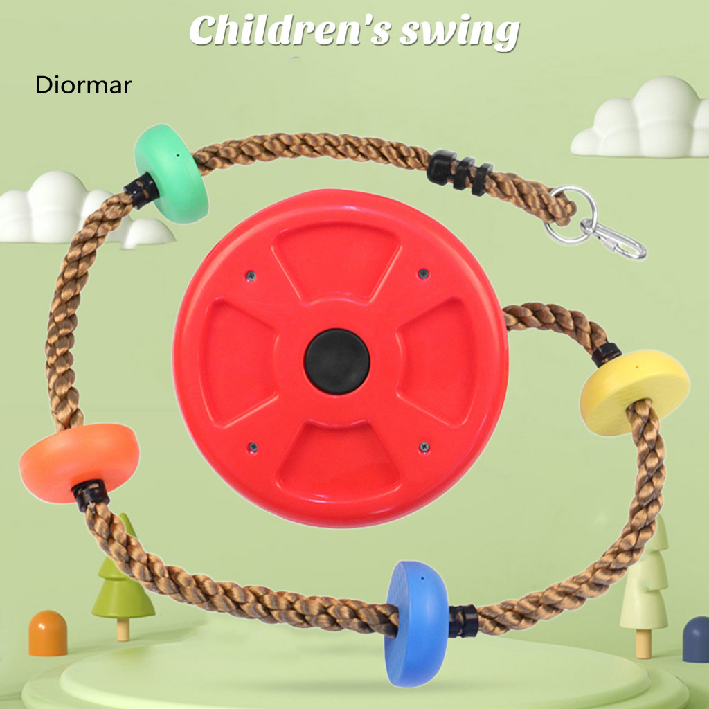 Child Swing with Rubber Disc Kids Tree Single Seat and Climbing Rope Colorful Indoor Outdoor Playground Toy for Boys Gir