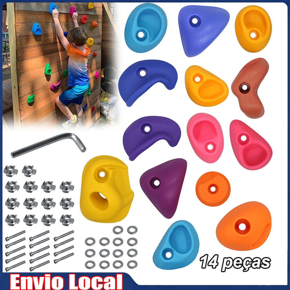 Conjunto de suporte de escalada de 14 peças, fácil instalação, escalada, brinquedos de Playground ao ar livre