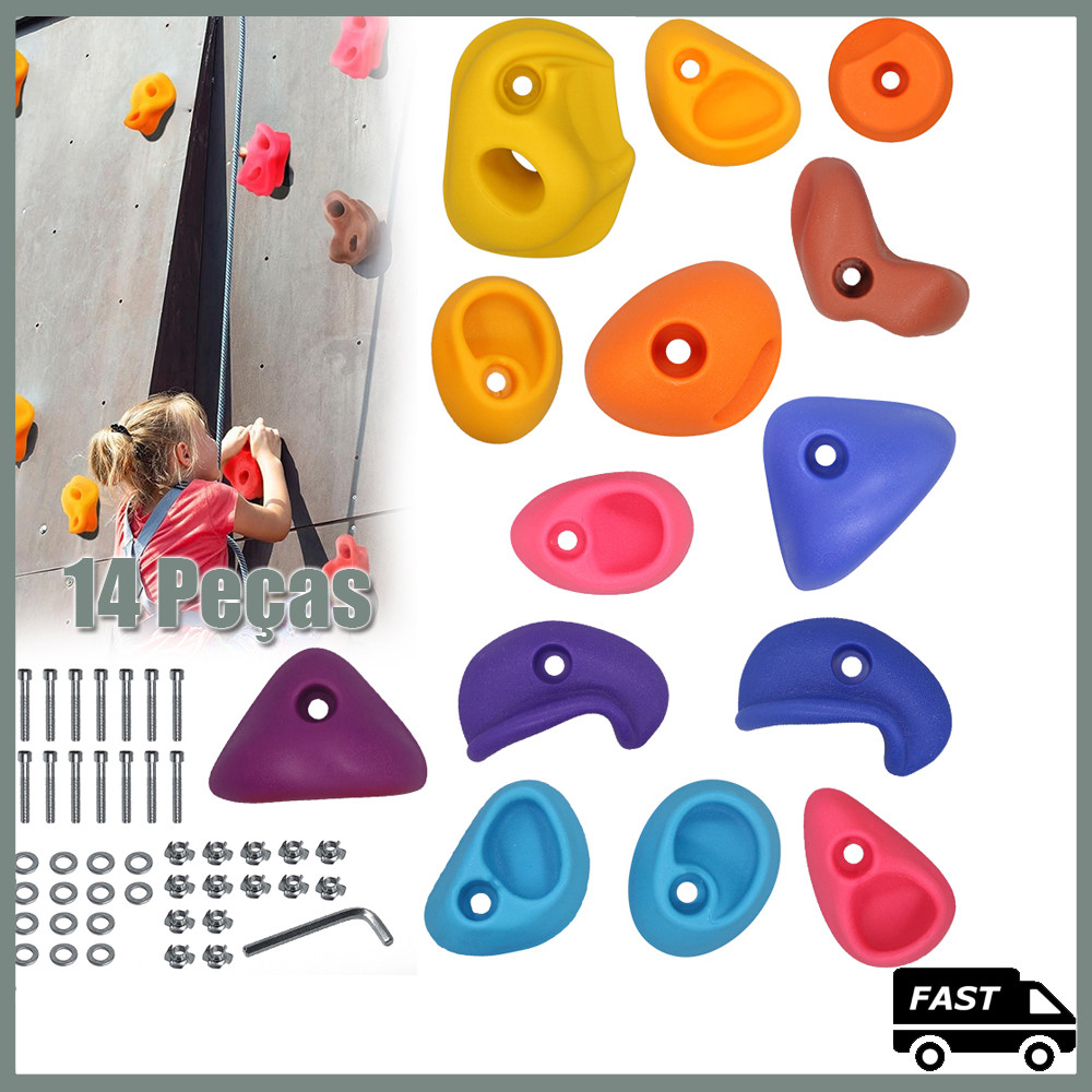 Kit 14 Agarras de Escalada Infantil ou Iniciantes escalada em rocha Brinquedos