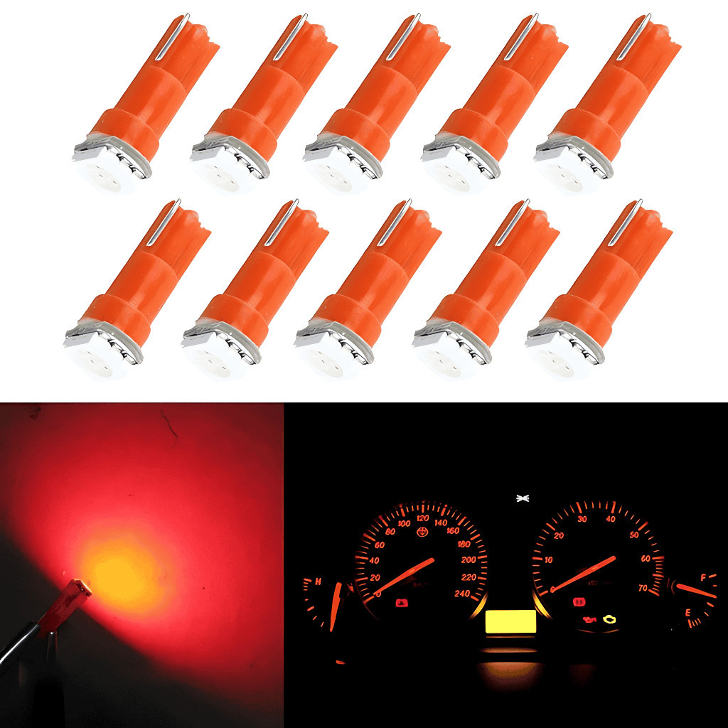 10 Lampadas Painel T5 1 Led 5050 Console Carro Porta Odômetro Painel Pinguinho Mosquito Vermelho 12v - 10 Un