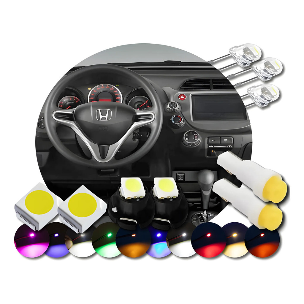 Kit Led Honda Fit Painel Instrumento Porta Ac Desembaçador Pisca E Cambio
