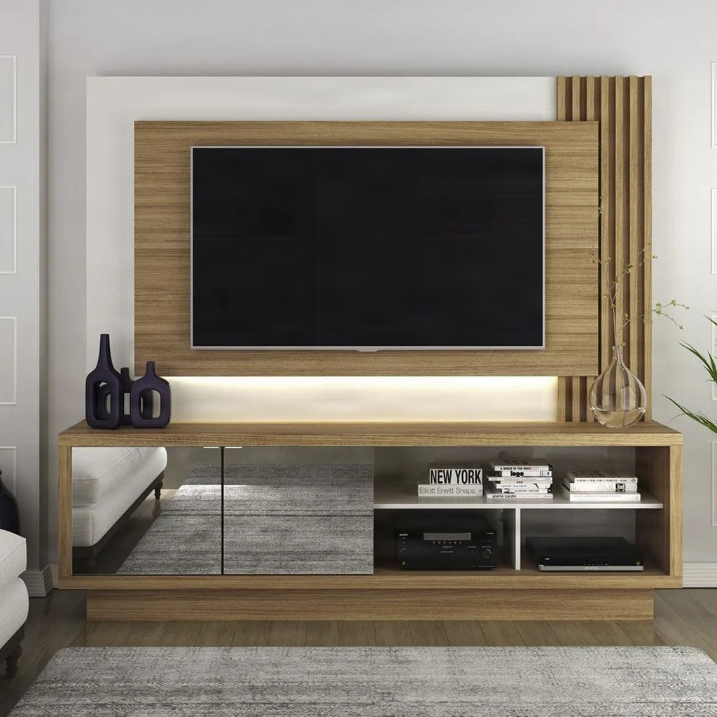 Rack com Painel para TV até 65 Pol 2 Portas LED 200cm