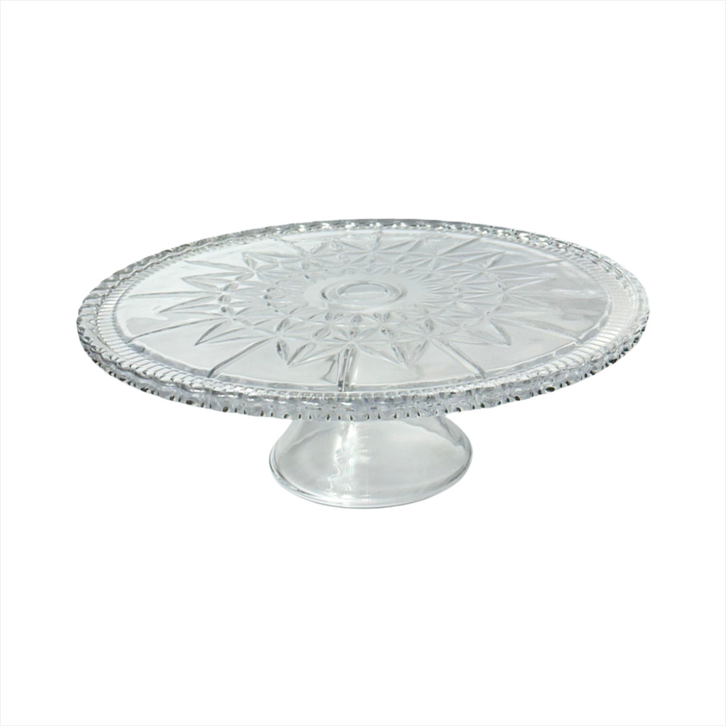 Boleira Vidro Pé 30Cm Prato Bolo Base Travessa Sobremesas Suporte Bolos