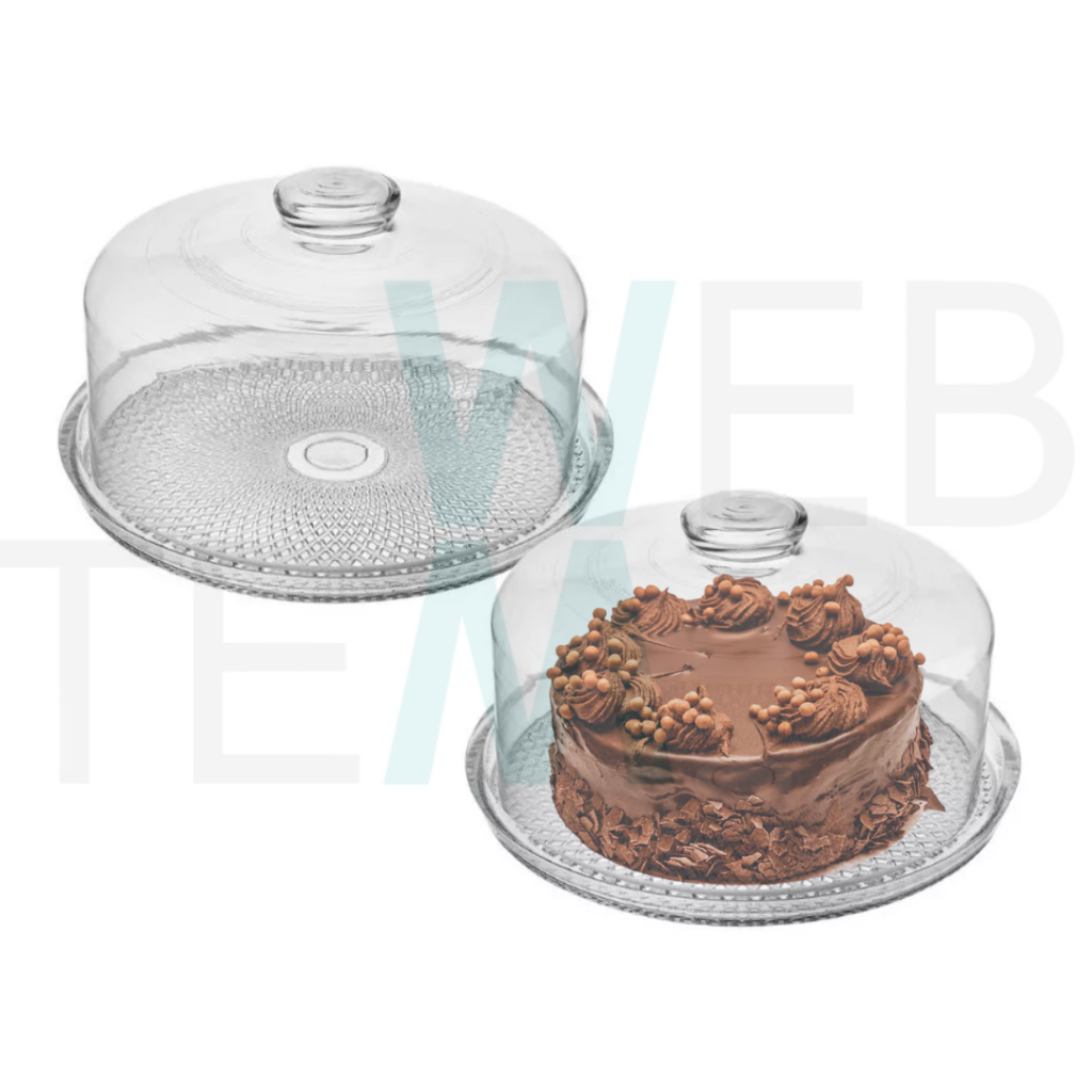 Kit 2 Boleiras de Vidro com Tampa Vitazza Prato 28cm para Bolo, Doces, Sobremesas