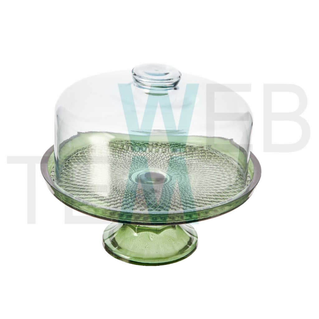 Boleira de Vidro com Pé e Tampa Vitazza 28 cm Verde Prato para Bolo, Doces, Sobremesas, Decoração, Organização e Mesa Posta, com Toque de Elegância e Praticidade Sustentável para Festas, Natal e Outras Ocasiões Especiais