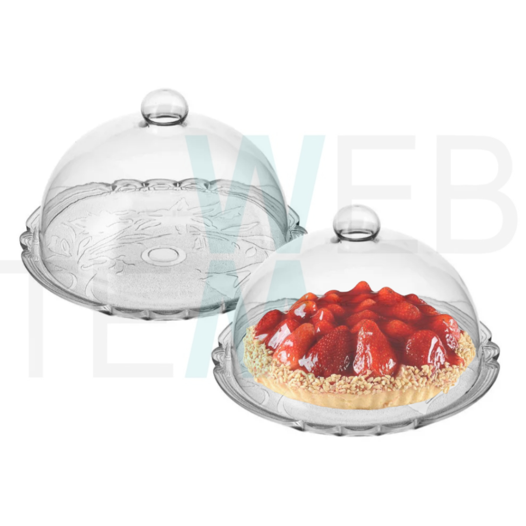 Kit 2 Boleira De Vidro Com Tampa Lírio Vitazza 32cm Prato Para Bolo Doces Sobremesa Mesa Posta