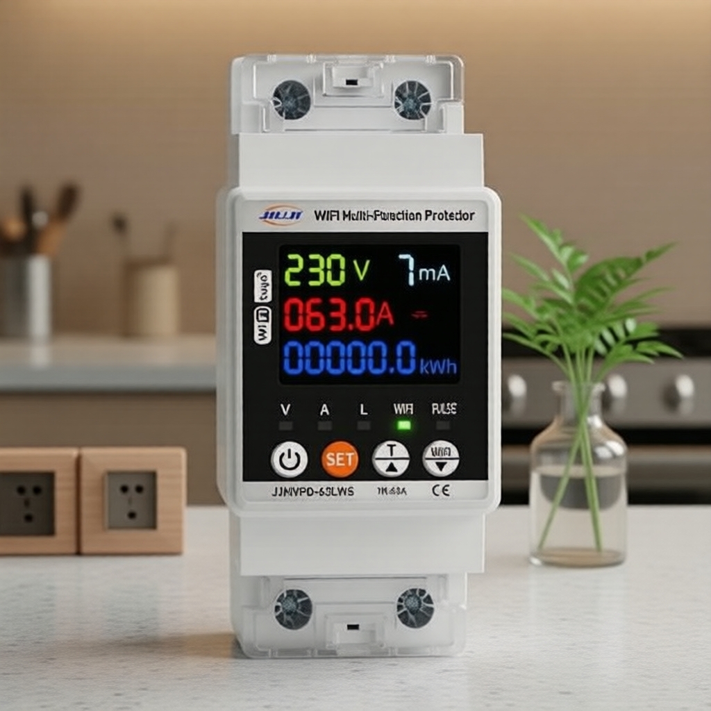Disjuntor Inteligente 63A para Medidor de Energia Tuya, Temporizador com Proteção de Vazamento de Tensão, Controle