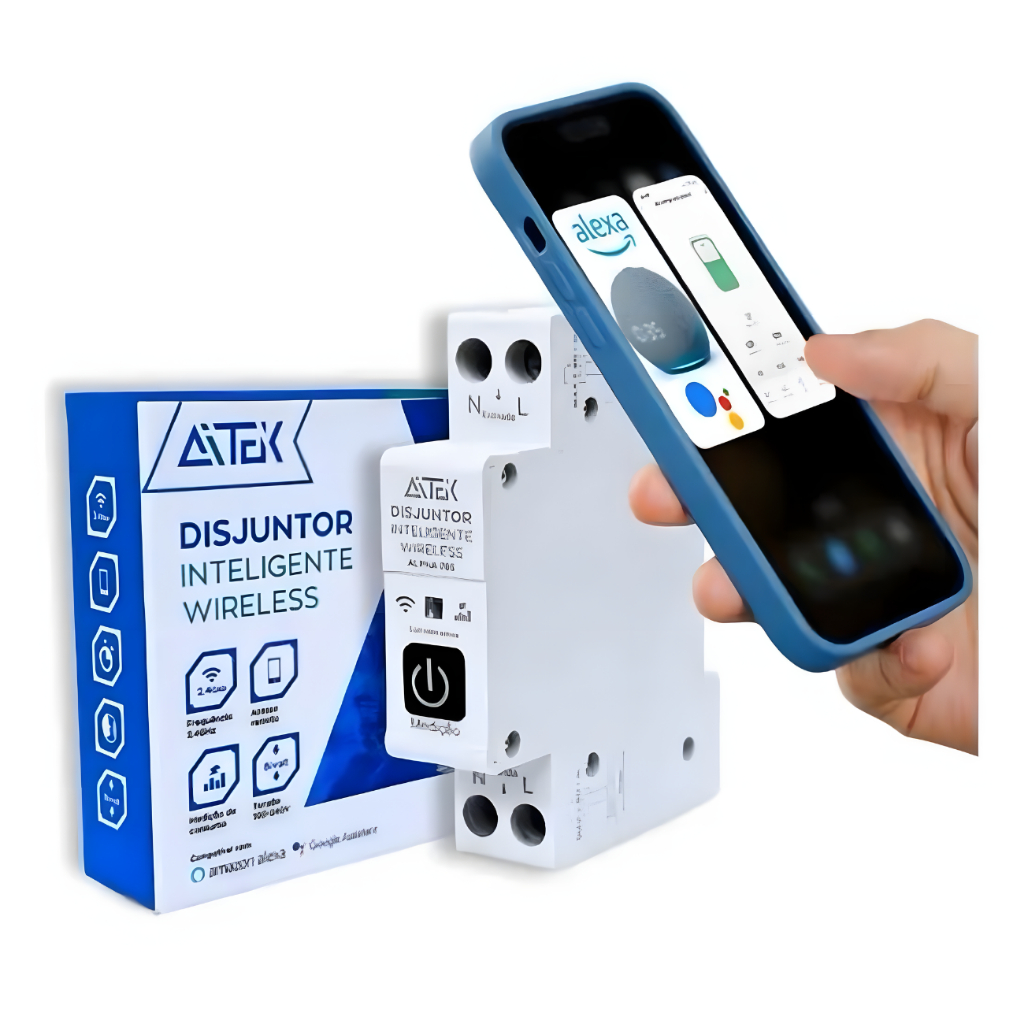 Disjuntor Inteligente WiFi 63A Com Medidor Energia Controle Remoto Por Celular