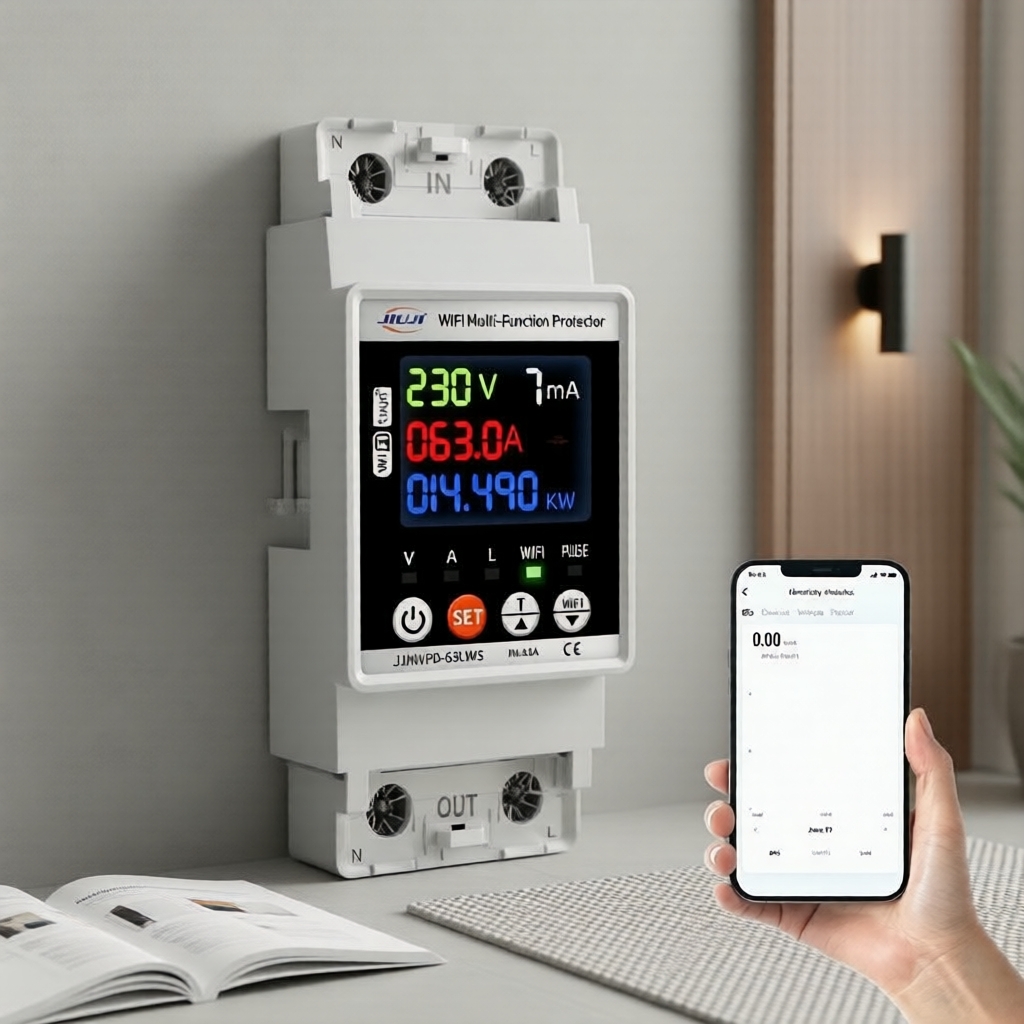 Disjuntor Inteligente Wi-Fi 63A: Jiuji Tuya Medidor de Energia Timer com Proteção contra Sobretensão e Vazamento