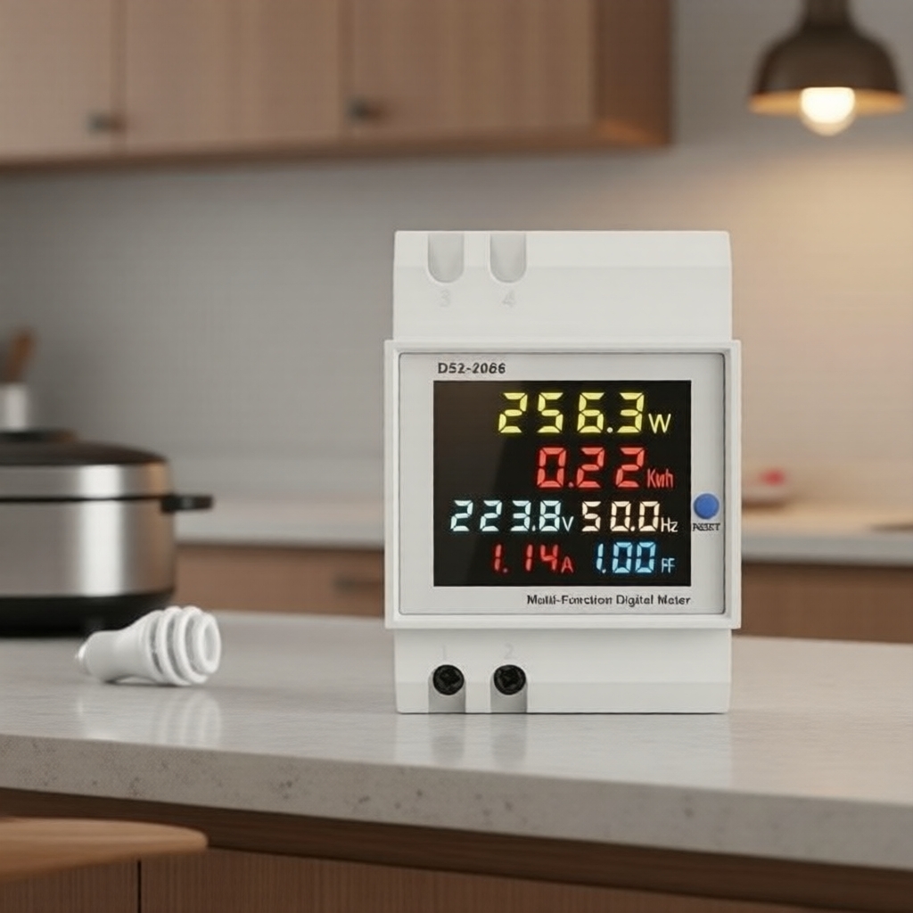 D52-2066 Dispositivo de Segurança Elétrica para Medidor Inteligente Tuya, Jiuji 6 em 1 Monitor de Energia AC de Trilho