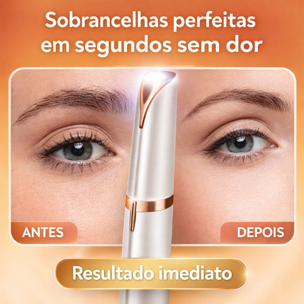 Caneta Depiladora Elétrica Sobrancelha USB com LED – Aparador Facial Indolor e Portátil