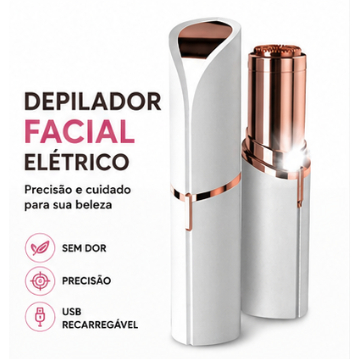 Depilador Elétrico Facial Feminino USB Recarregável | Removedor de Pelos para Sobrancelha, Buço e Rosto