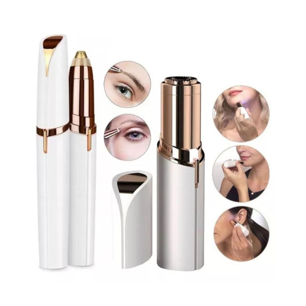 KIT Depilador de Rosto Buço Facial Indolor Batom Portátil Flawlbss + Baton Caneta Depiladora Sobrancelha