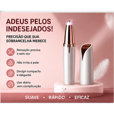 Caneta Depiladora Sobrancelha Elétrica Recarregável USB LED Removedor Pelos Facial Sem Dor