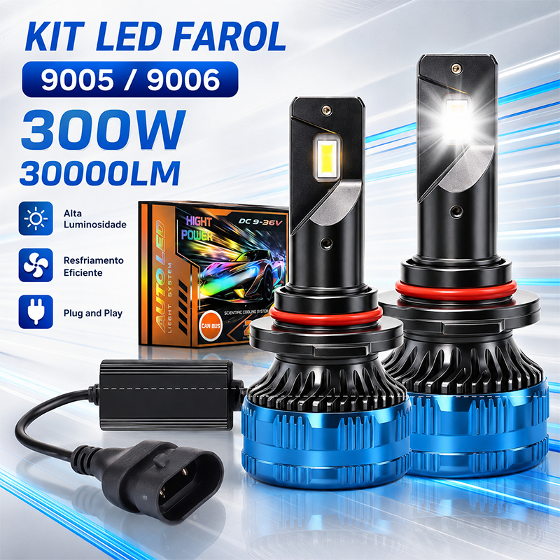 Par de Super Led Lâmpadas Para Farol de carro 30000LM Brilho Lúmen,150W 6000K, HB3/9005, HB4/9006