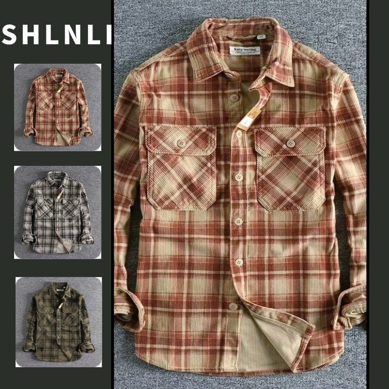 Camisa Casual Versátil Retrô Estilo Hong Kong Para Primavera Outono Blusa Masculina Xadrez De Manga Comprida Colorida Bl