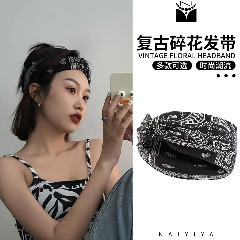 Faixa de cabelo feminina estilo Hong Kong Retro influenciador caju flor 2026 novo estilo High-End adequado cabelo curto