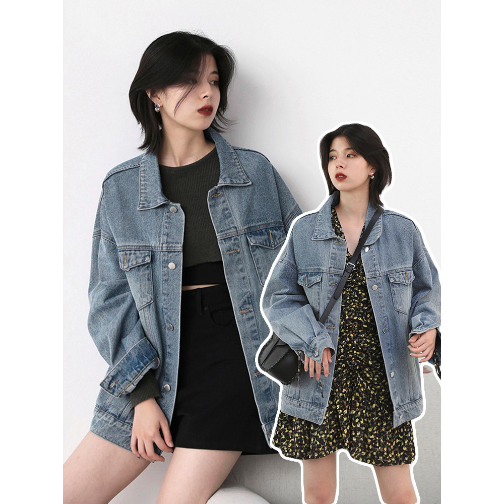 Retro estilo Hong Kong Denim jaqueta feminina 2026 primavera outono novo estilo versão coreana solta estilo BF jaqueta t