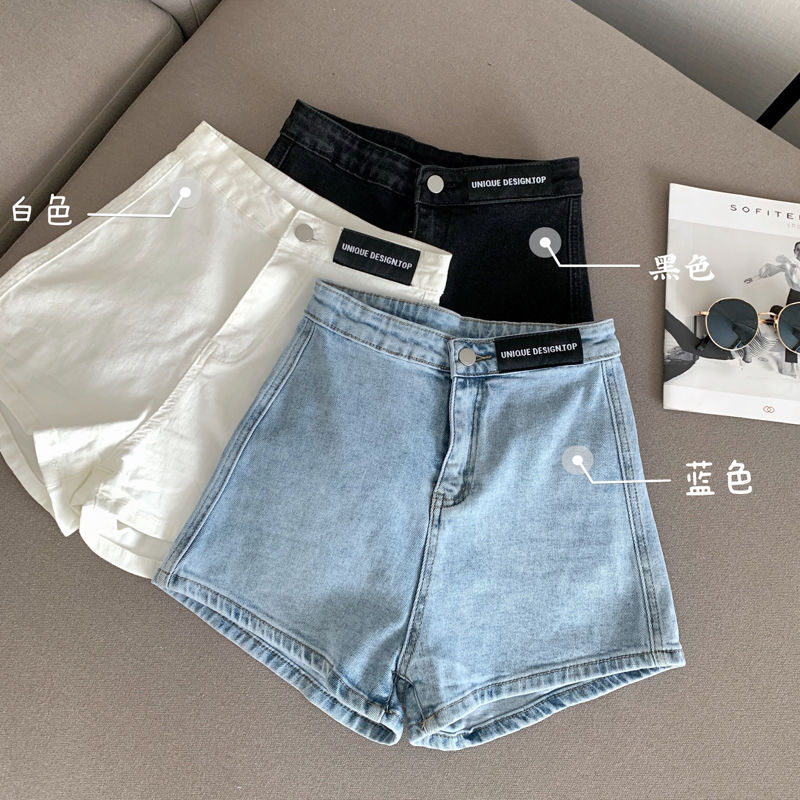Shorts jeans feminino verão pequeno novo estilo cintura alta estiramento calças quentes estilo Hong Kong Retro quente me