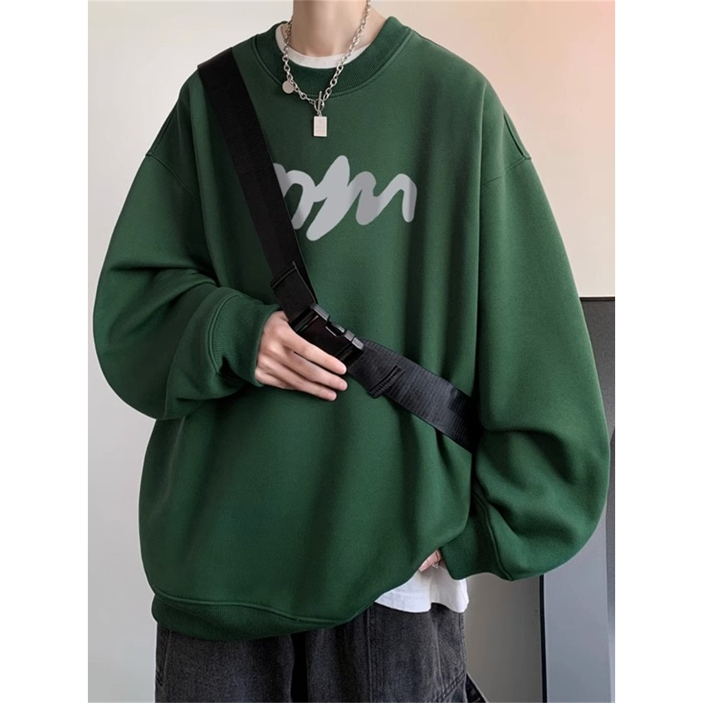 Estilo Hong Kong estilo japonês na moda ins Retro High Street puro algodão em torno do pescoço moletom masculino outono