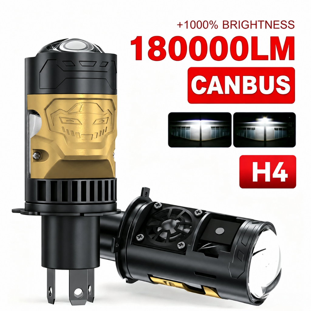 2pcs H4 LED Farol Lâmpada Lente Do Projetor CANBUS 200W 180000LM Super Bright 6500K Turbo Fan Car Light 9003/HB2 Para Ca