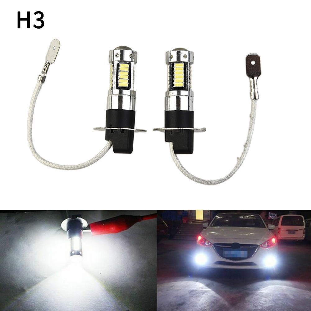 [br] Par H3 LED Kit De Conversão De Lâmpadas De Nevoeiro Super Bright Canbus 6000K Branco 100W
