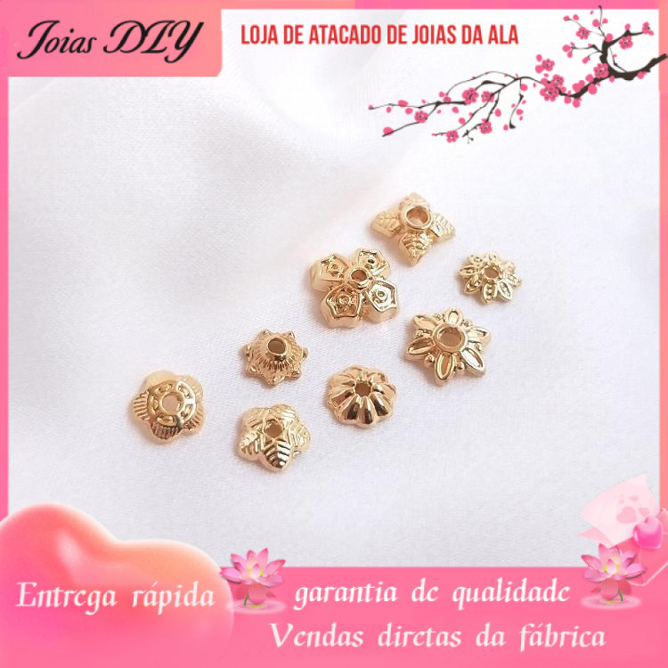 Receptáculo de preservação de cor banhado a ouro 14K Flor de cinco pétalas Girassol Trevo de quatro folhas Suporte de co