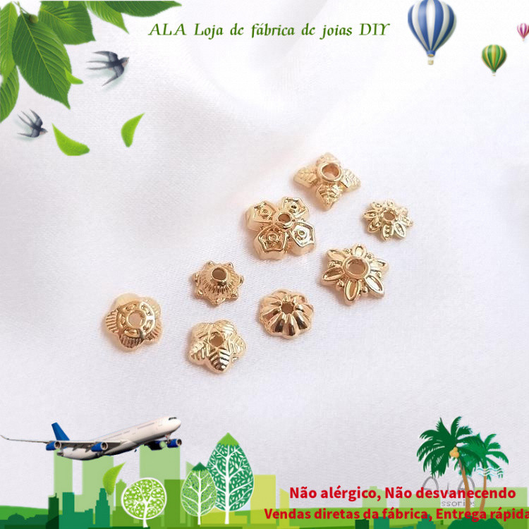 Receptáculo de preservação de cor banhado a ouro 14K Flor de cinco pétalas Girassol Trevo de quatro folhas Suporte de co