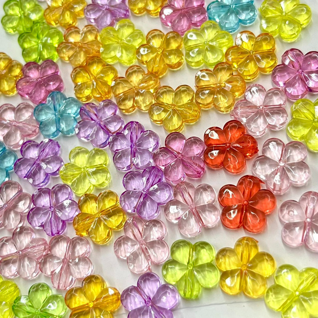 98pcs Miçangas Coloridas Trevo De Cinco Folhas-50g diy