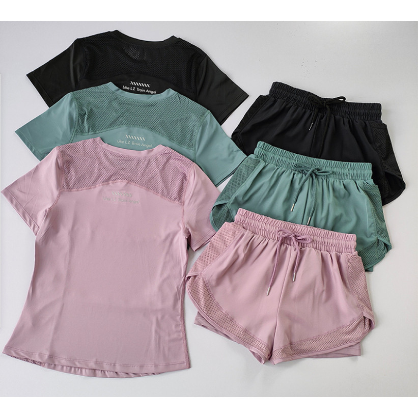 Exercise Suit Two-Piece Set Women Summer Quick-Drying Yoga Clothes Outdoor Running Yoga Sports Wear