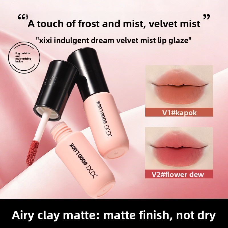 Xixixi Doting Dreamland Velvet Mist Lip Glaze Fosco Fosco Sedoso Liso Rosto Clareador Luz Hidratante de Longa Duração