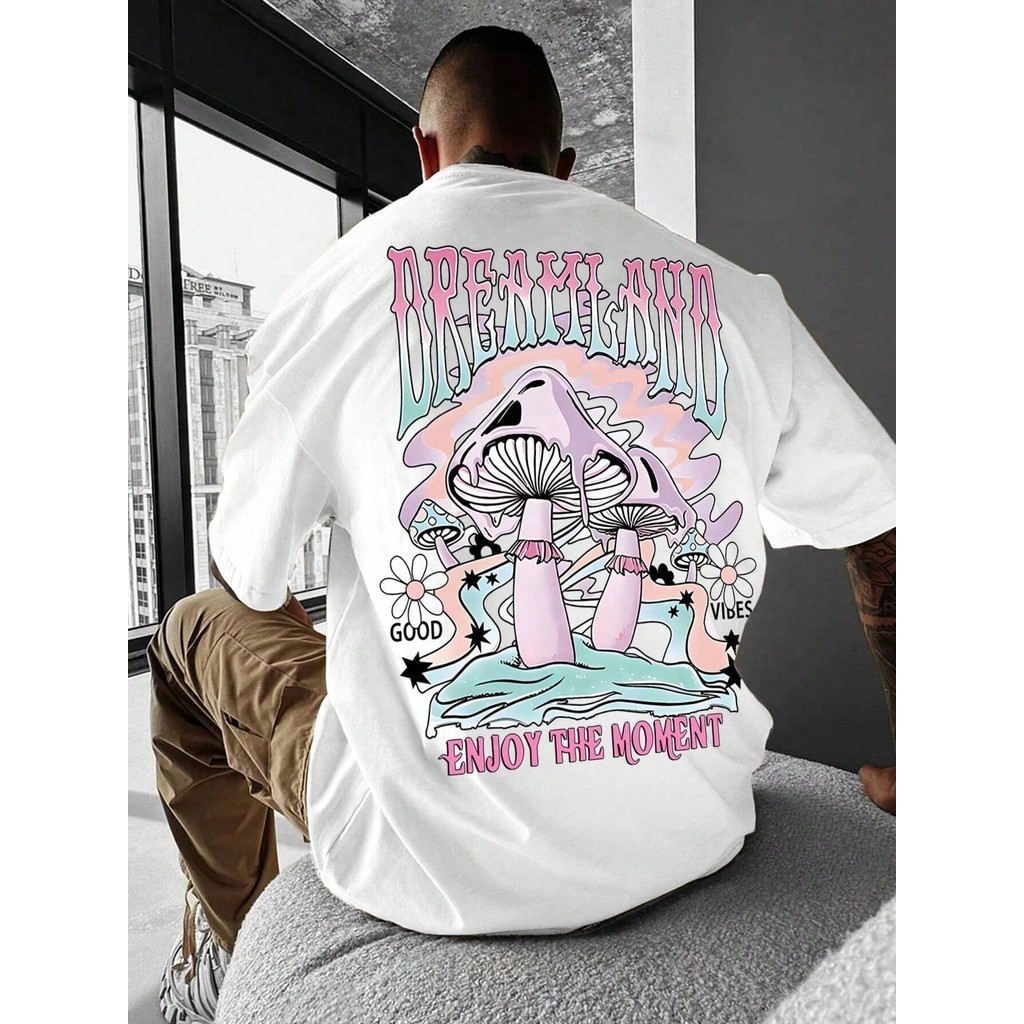 Camiseta Masculina Algodão Adulto Plus Size Infantil Cogumelo Dreamland Alucina Streetwear Moda