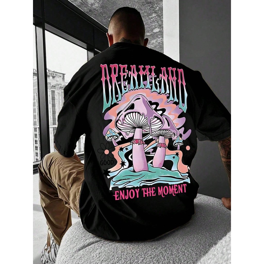 Camiseta Masculina Algodão Adulto Plus Size Infantil Cogumelo Dreamland Alucina Streetwear Moda