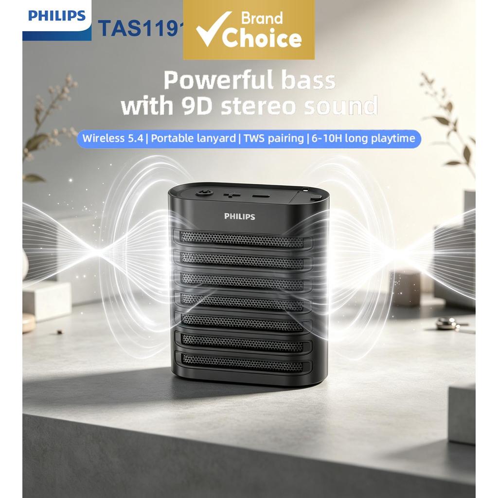 Philips TAS1191 Altifalante Bluetooth Bass Mini portátil Altifalante de dormir de mesa Luz RGB de 45mm Driver