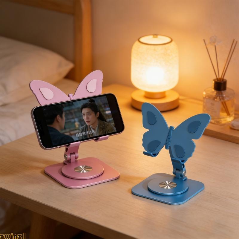 zwinz1 Base Giratória Suporte Telefone Liga Alumínio Borboleta Mesa Ajustável Para Videoconferência Jogos Handfree