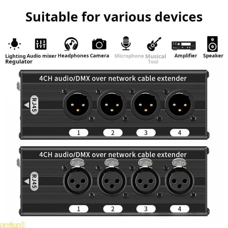 zwinz1 Metal 4 Em 1 XLR Para Adaptador RJ45 Transferência Auditiva Transparente KTV E Extensor Auditivo De Teatros