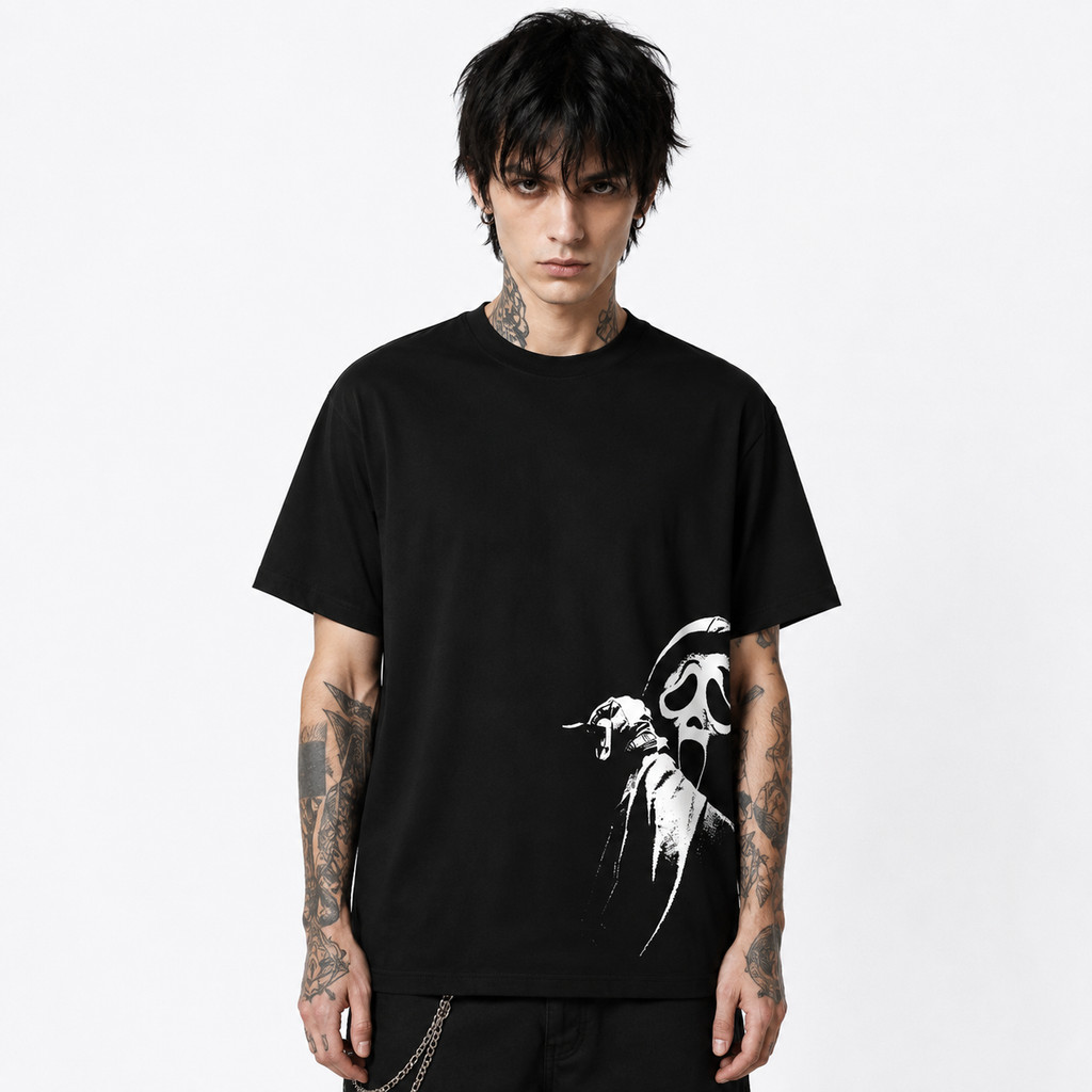 Camiseta Classic Streetwear Terror Horror Pânico Scream Ghostface Lateral Estilosa Filme Algodão Swag
