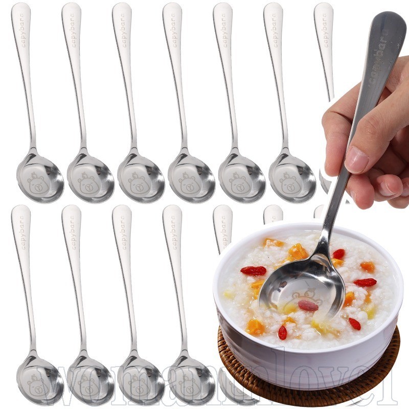 Colher De Sopa De Aço Inoxidável Com Padrão De Capivara-Talheres Domésticos-Concha De Cozinha-Suprimentos Plana Para Ali