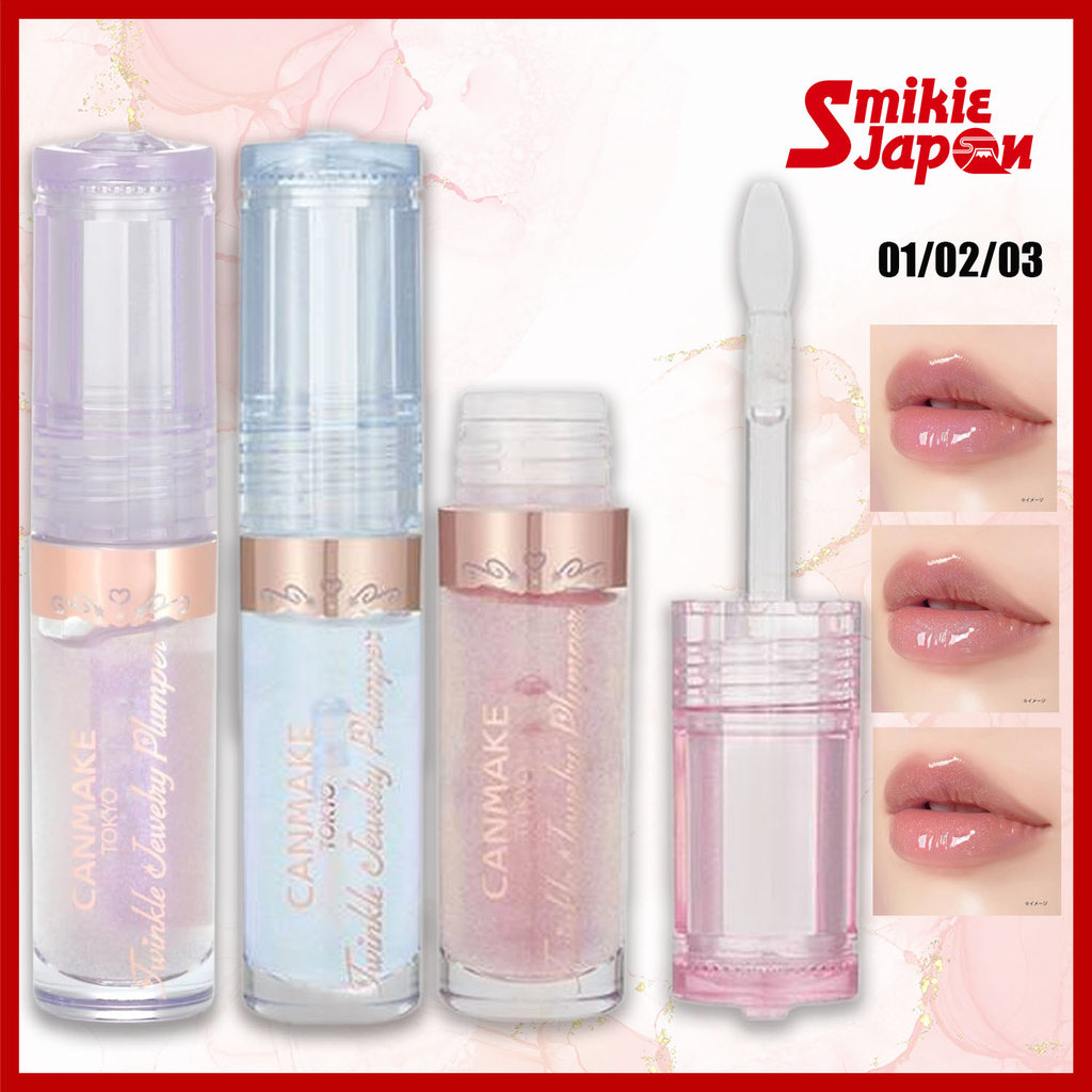 CANMAKE Twinkle Jewelry Lip Gloss 3.4g 01 Twinkle Pink 02 Twinkle Blue 03 Purple Shimmer Pearl Glow Moisturizing Made in Japan