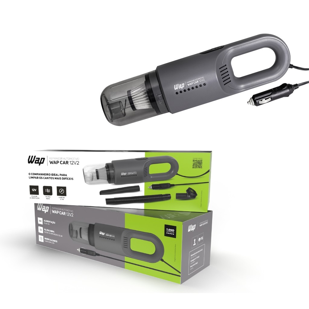 Aspirador de Pó Wap Car 12v2 Portatil Rápido Aspirador Limpeza Eficiente