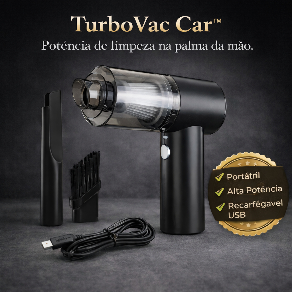 Mini Aspirador Automotivo Portátil Recarregável TurboVac Car Sem Fio Alta Potência