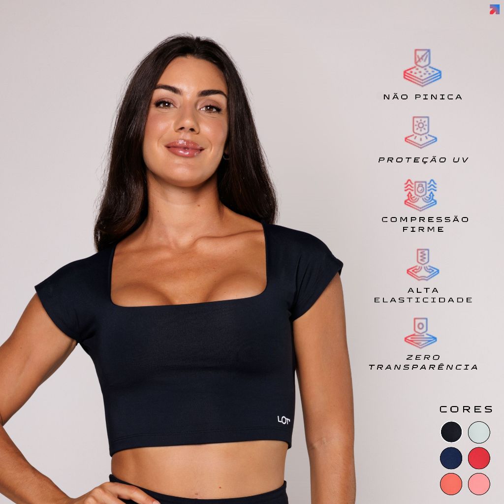 Top Poliamida Feminino Costas Aberta Decote Quadrado Esportivo Academia Musculação Corrida
