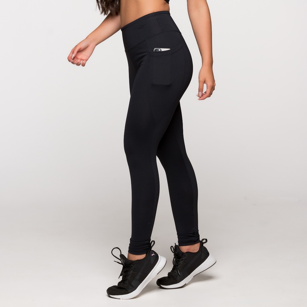 Calça Legging Fitness Feminina Academia Poliamida Com Bolso na Lateral Básica Lot Fitness